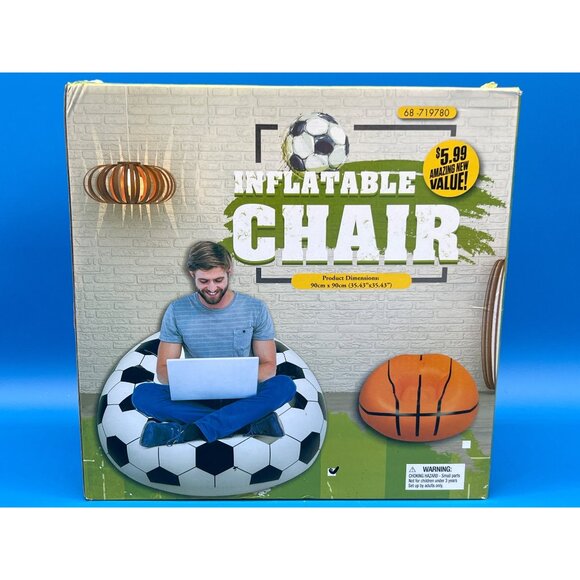 Inflatable Soccer Ball Chair 35" x 35" Indoor/Outdoor Use For Kids & Adults By M - Picture 3 of 6